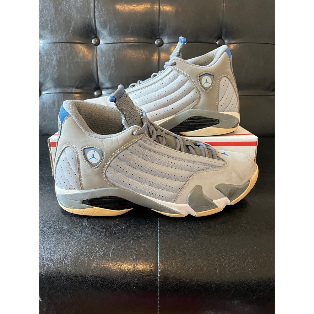 Nike Air Jordan 14 Retro Wolf Grey Sport Blue Mens Sneakers 487471-004 Size 10